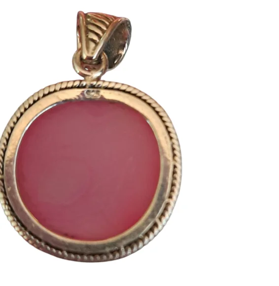 NWOT Pink Drusy Sterling Silver Pendant - Picture 5 of 6